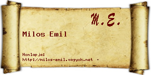Milos Emil névjegykártya